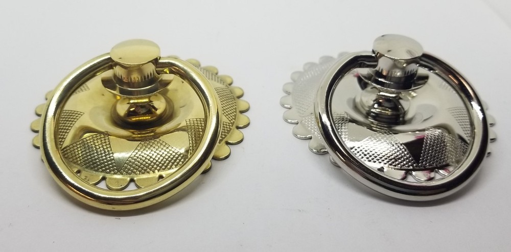 LARGE BRASS 2-1/2" Eastlake Victorian Style Plated Single Post Ring Pull Knob Ba