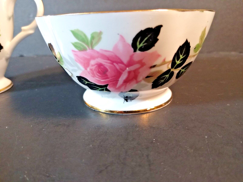 Windsor Bone China Pink Rose Cream & Open Sugar set