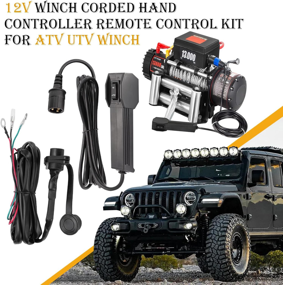 3 Prong Winch Remote Control Female Plug Badlands 12V with 9Ft Cable
