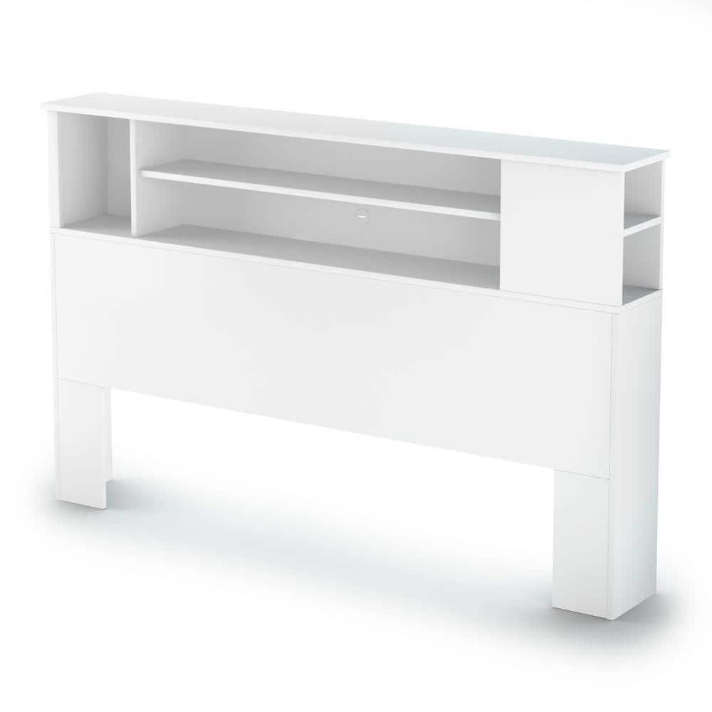 Panel Headboard Full/Queen 3-Open Storage Particle Board Pure White