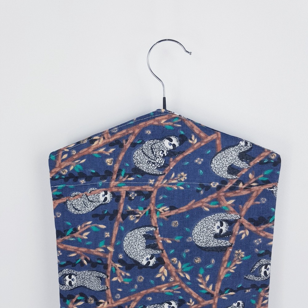 Peg Bag Handmade Navy Blue Sloth Print Lined Laundry Clothes Peg Holder