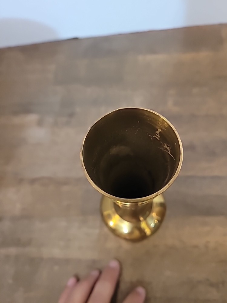 8" Tall Et Hed Brass Vase Made In India