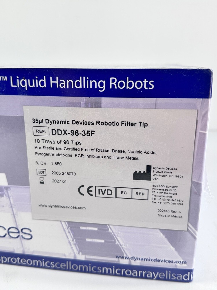 NEW Dynamic Devices 35ul Dynamic Devices Robotic Tip Non-Filtered DDX-96-35F