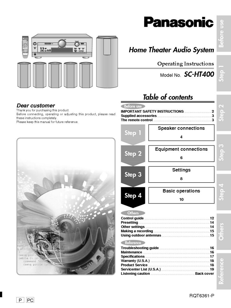 Panasonic SA-HT400 Home Theater System Owners Instruction Manual