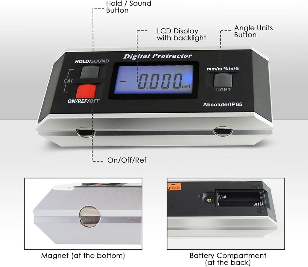 Digital Angle Finder Magnetic Protractor Inclinometer