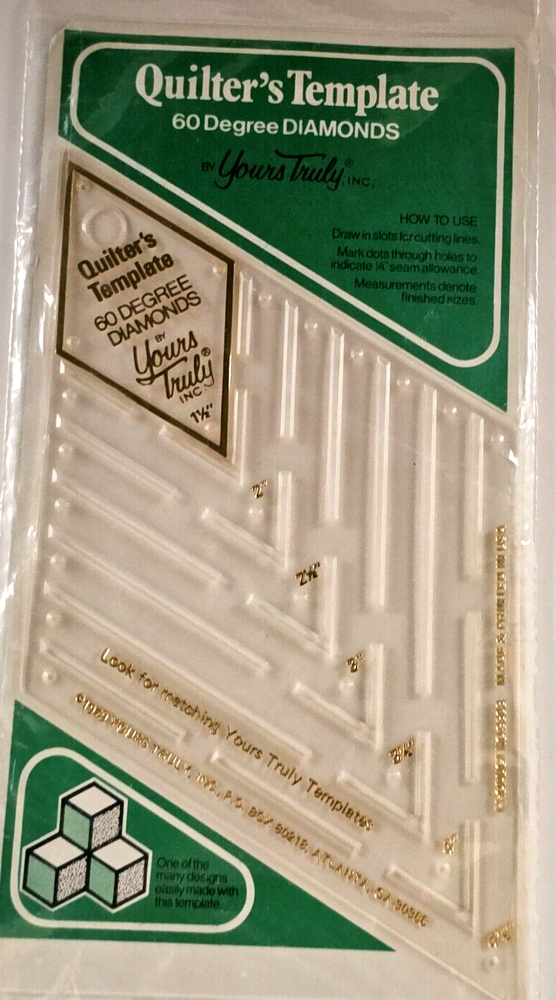 NOS Quilter's Yours Truly Template 60 Degree DIAMONDS
