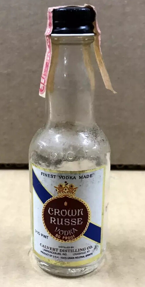 Vintage Crown Russe Vodka Empty Mini Bottle