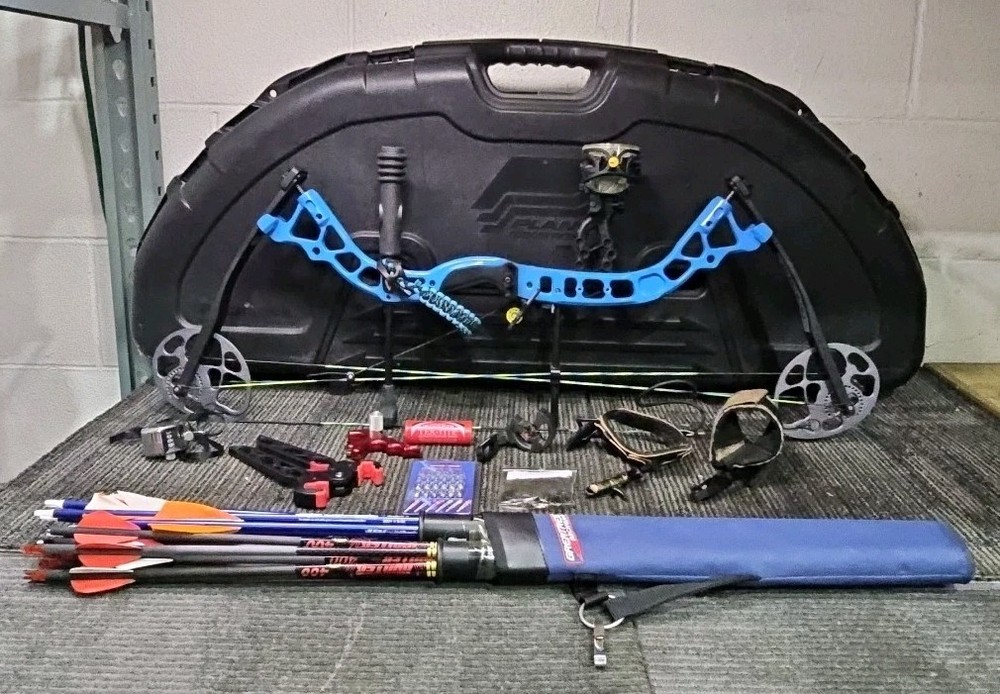 Diamond Archery by Bowtech Prism RH (Blue) Compound Bow + Bow Case & Accessories