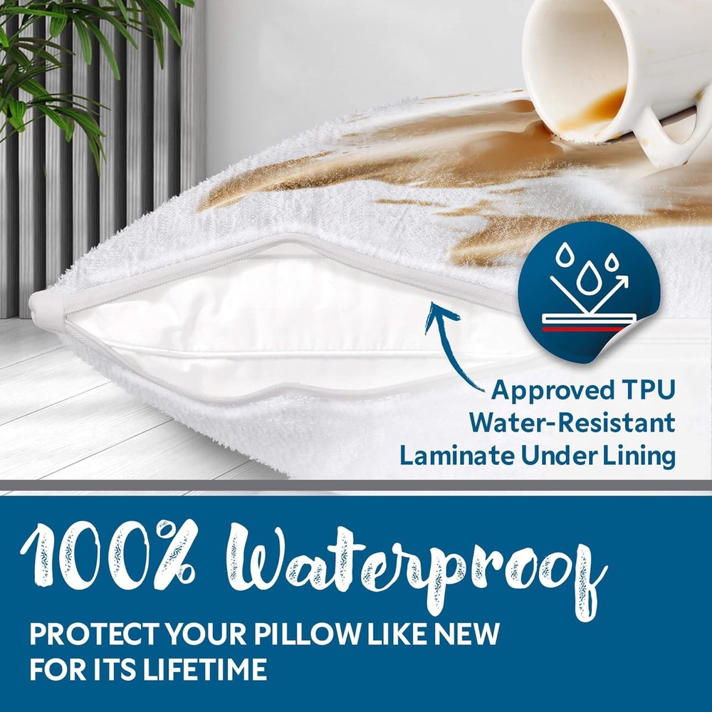 Terry Cotton Pillow Protector Standard Size - 4-Pack - (20 x 26)