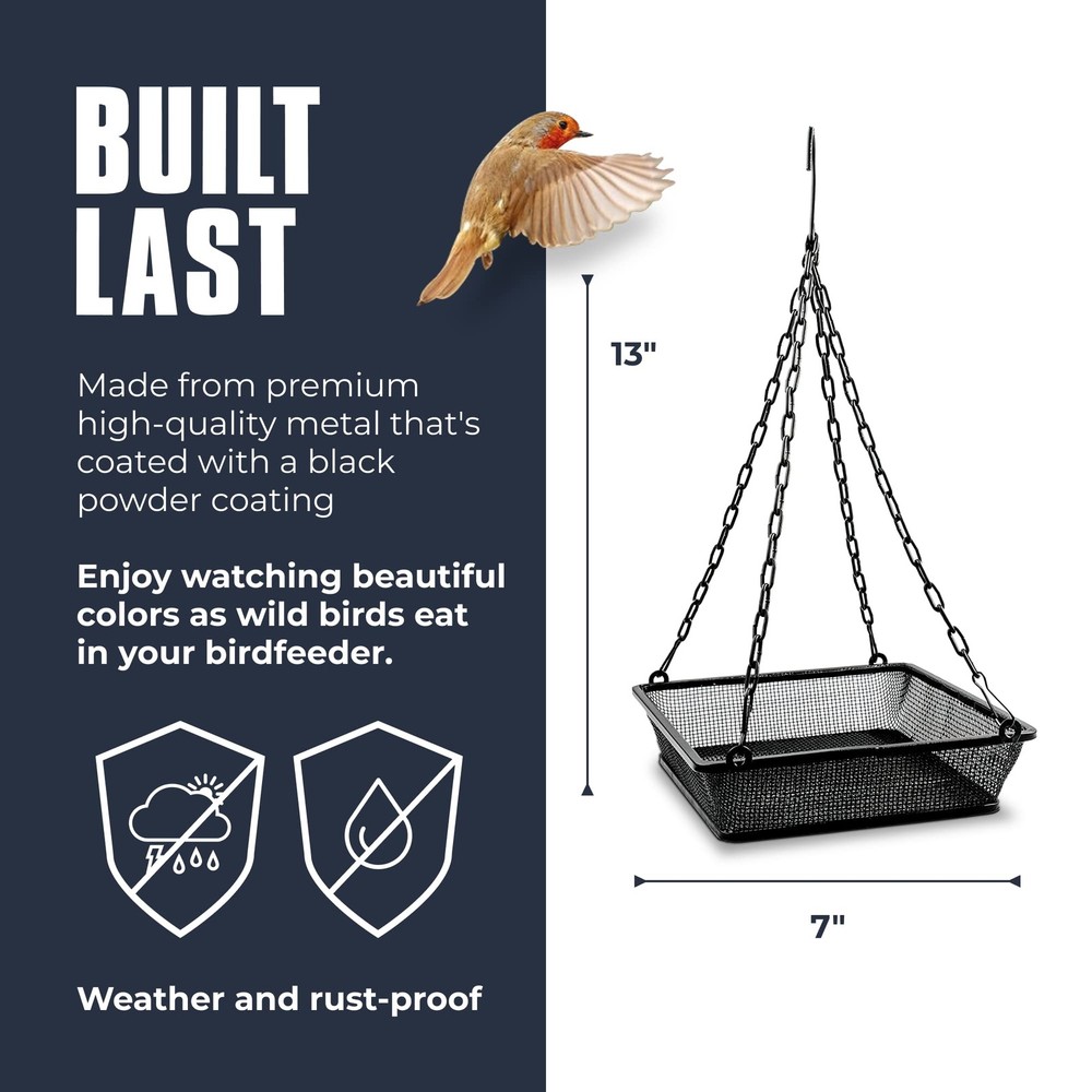 Monarch Abode Hanging Bird Feeder for Outdoors – Birdfeeder Black