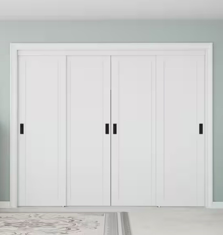 Sliding Doors 96”x96” Paneled White Solid MDF w/Hardware Kit