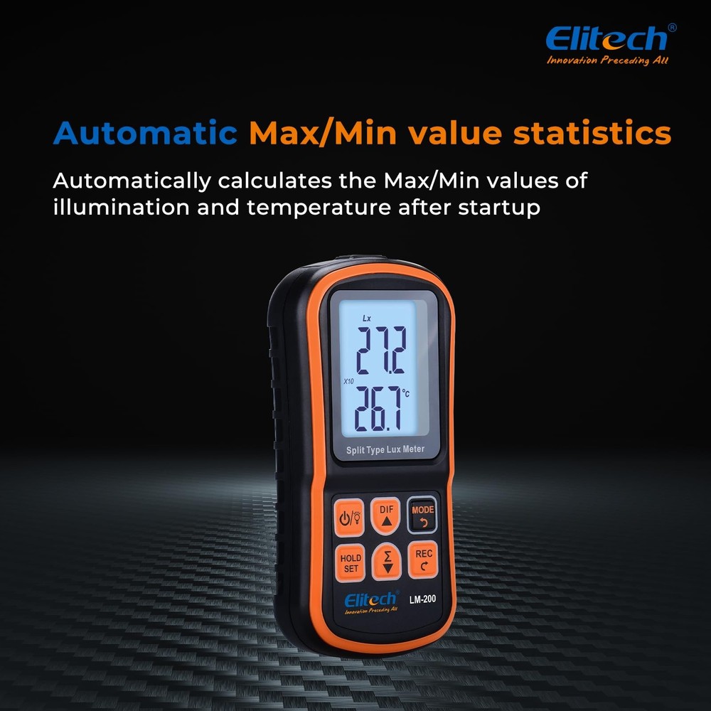LM200 Digital Light Meter 200,000 Lux Handheld Illuminance LCD Display