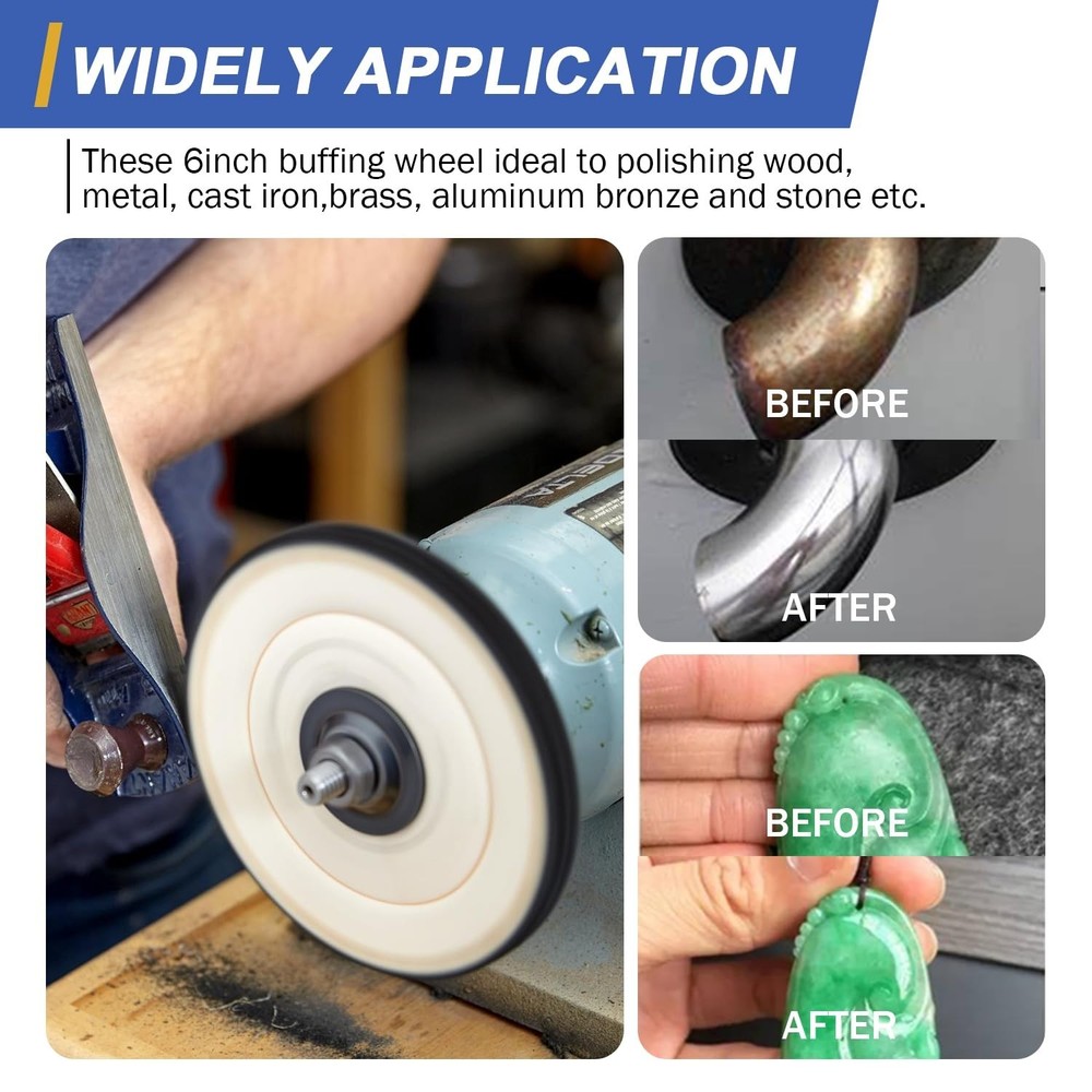Professional 6" Buffing Wheels Set w/ Polishing Compound - Mirror Finish