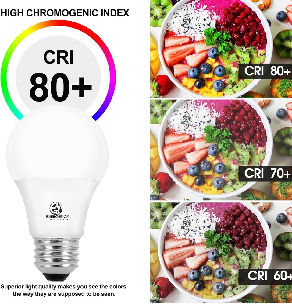 Energetic 24-Pack A19 LED Light Bulb, 60 Watt Equivalent, Daylight 5000K, E26