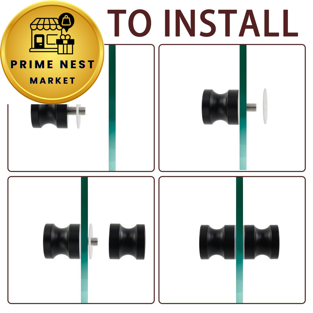 Antrader Shower Door Knobs Double Sided,Shower Glass Black