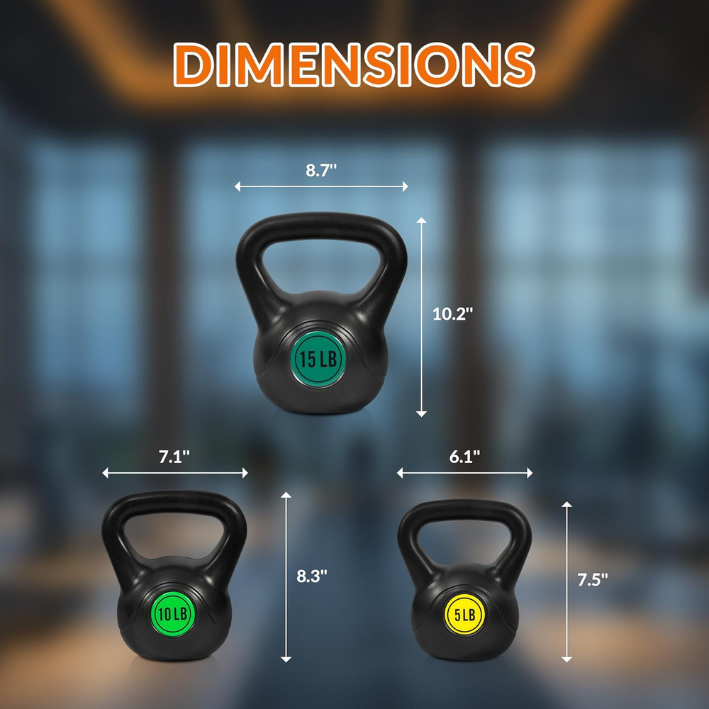 Kettlebell Set - Strength Training Weights - 3 Piece Set