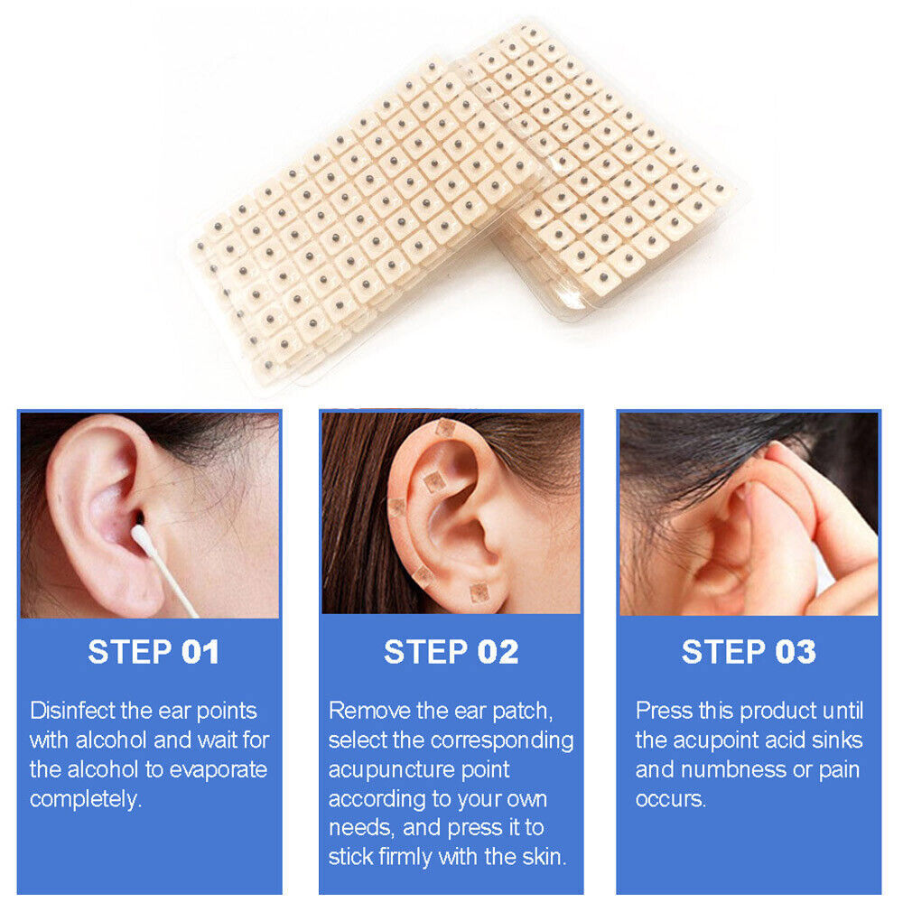 600Pcs Ear Acupuncture Massage Therapy Needle Patch Auricular Acupoint Sticker