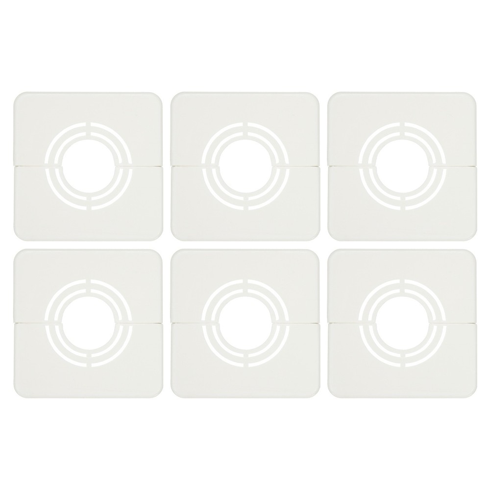 6pcs Wall Split Flange 0.79" Plastic Square Split Flange Pipe Cover, White