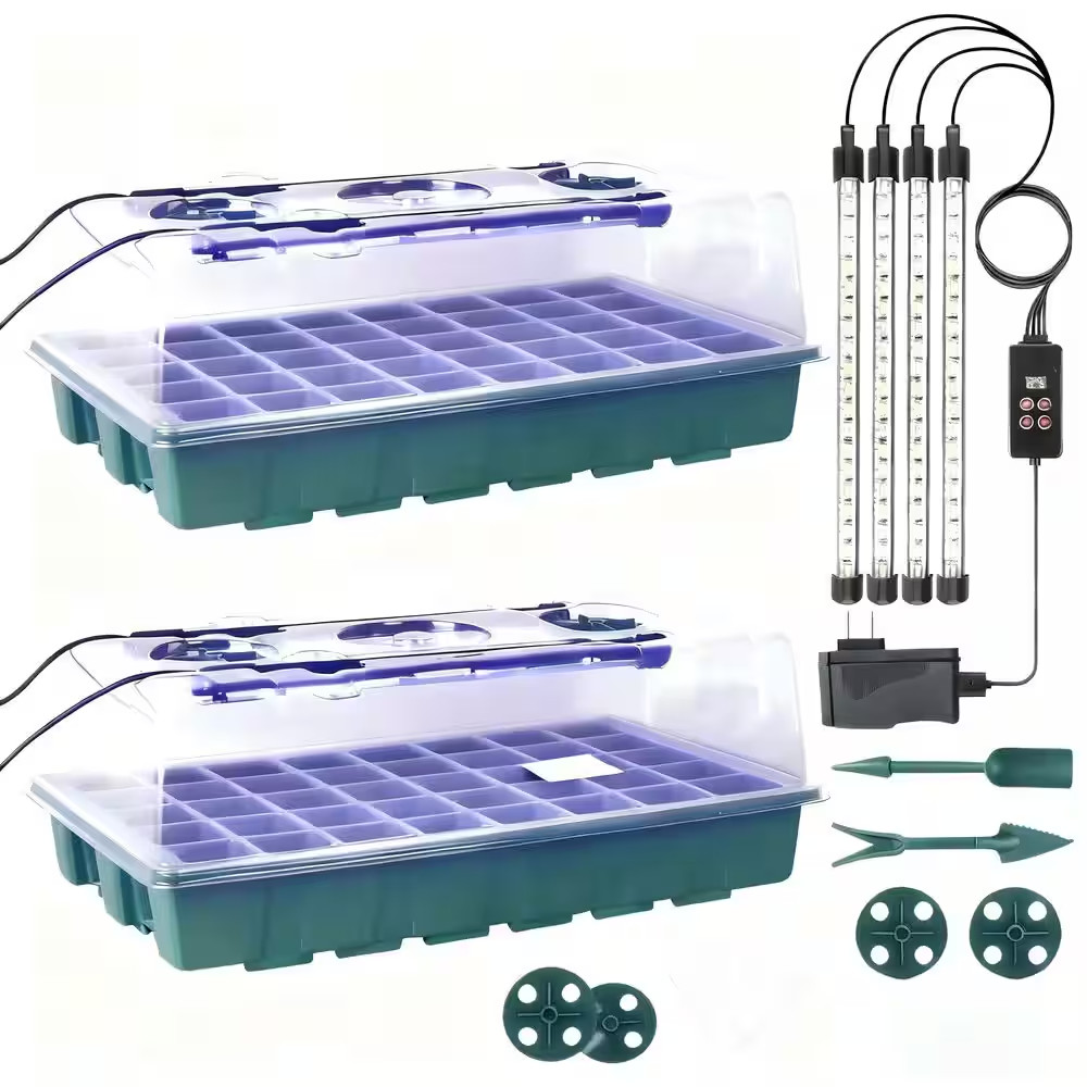 2-Pack Seed Starter Tray with Grow Light, Intelligent Digital Controller, 80-Cel