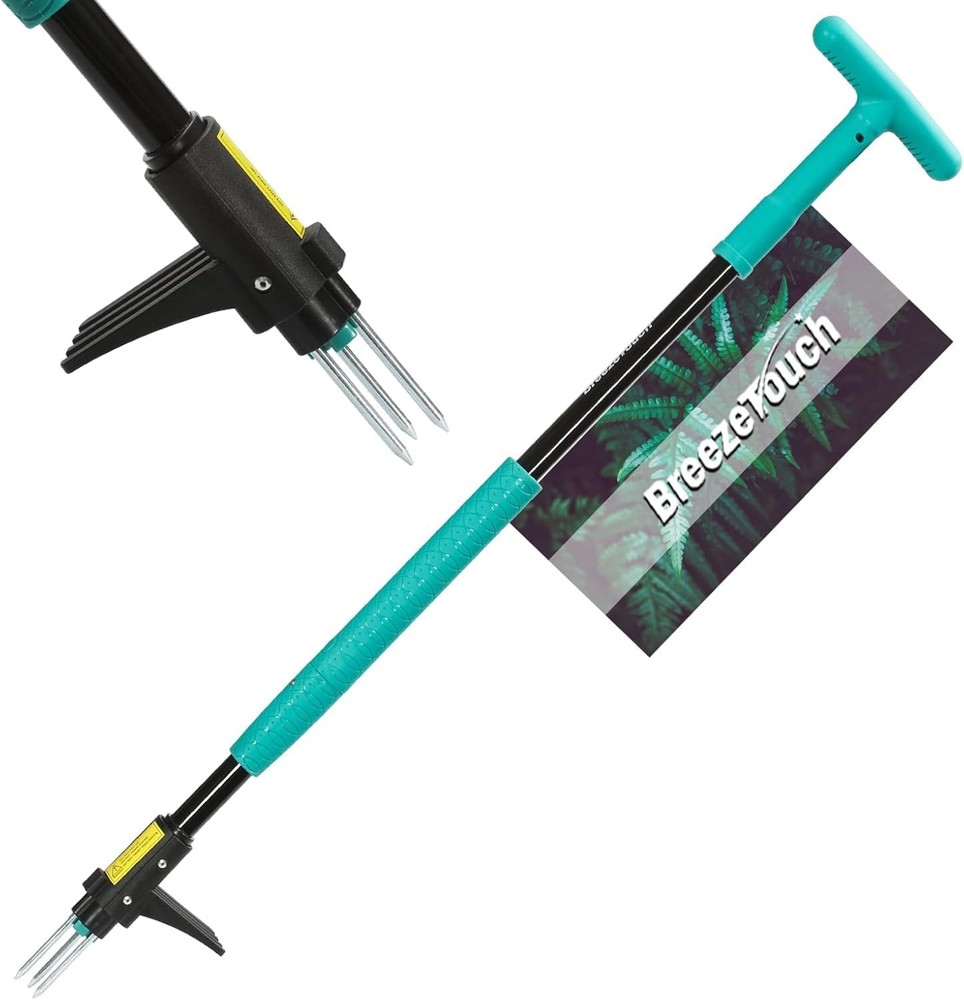 39" Weed Pulling Tool, 3-Claw Detachable Weed Puller Tool with Long Handle, H...