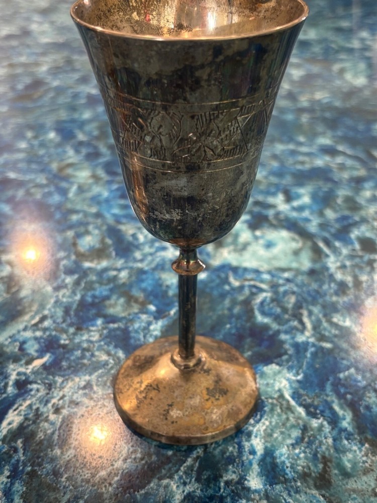 5 silver plated kiddish chalice goblets bar mitzvah