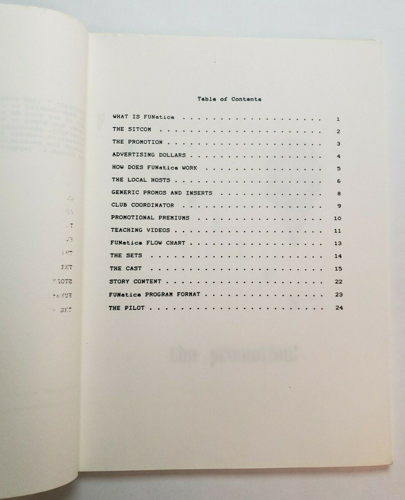 FUNATICS / Misty Stewart-Taggart 1989 Unproduced TV Script, Pilot Presentation