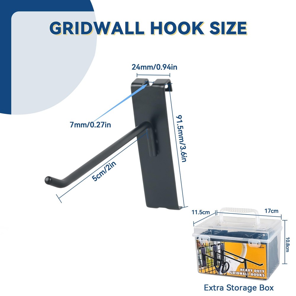 Gridwall Hooks 2in Grid Wall Hangers Black Grid Panel Hooks Metal Display Hoo...