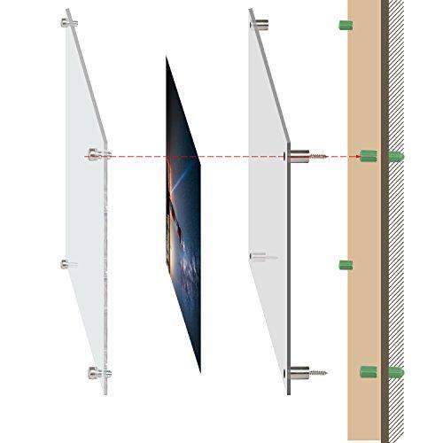 AMEITECH Acrylic Floating Picture Frame, 11x14 Double Panel Clear Wall Mount