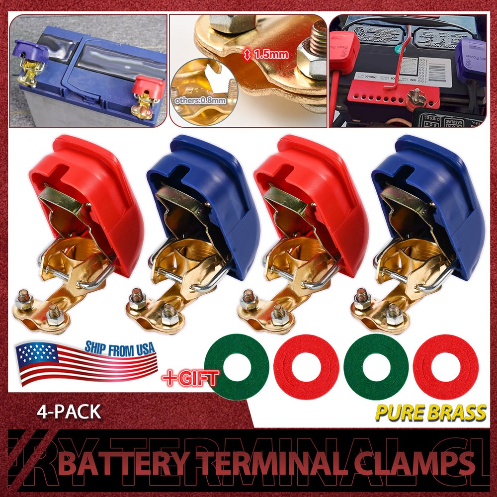 4pc Car Battery Terminal Connector Clamp Adjust Disconnect Quick Release Tool A