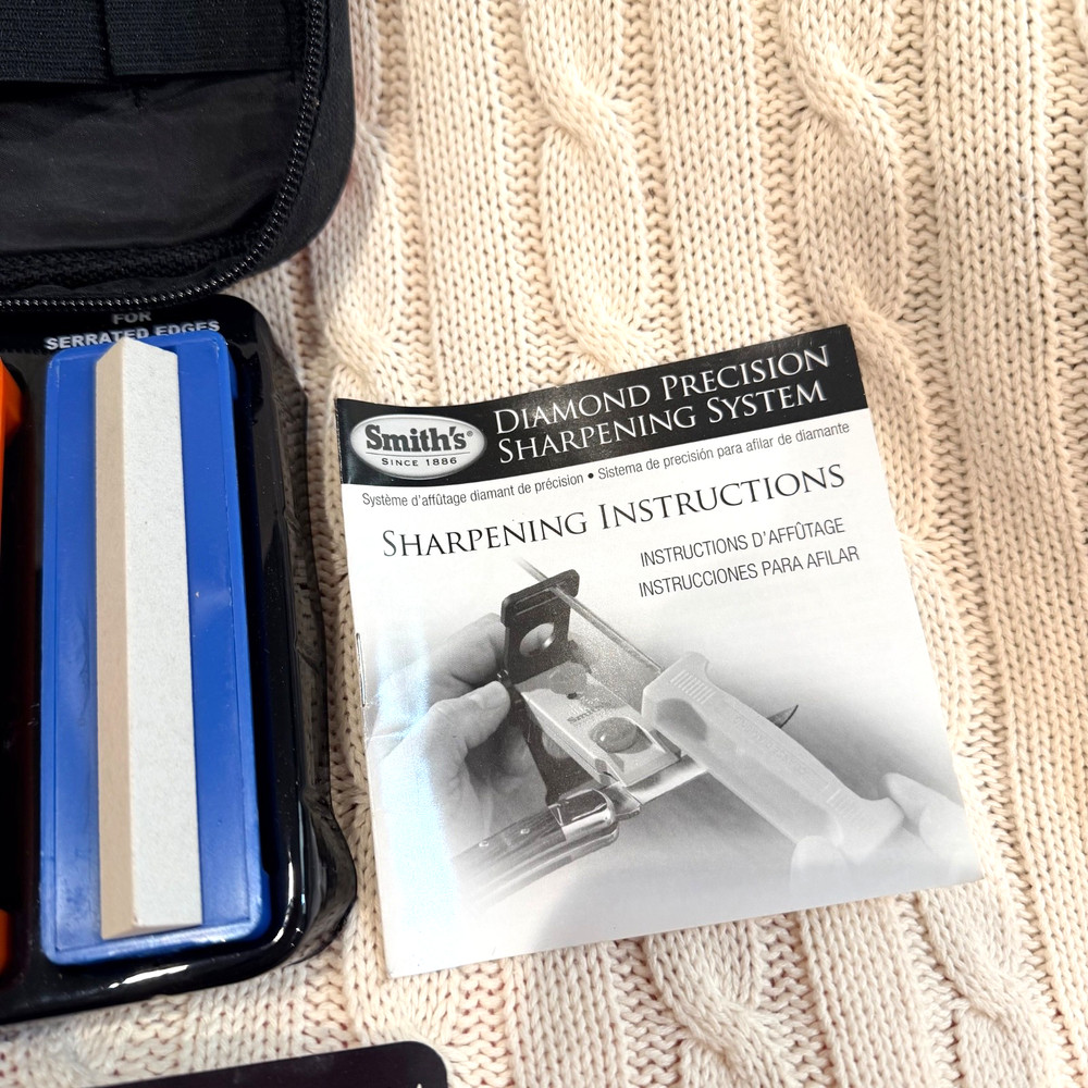 Smith's Precision Knife Sharpening System 3 Stones Vise Clamp Storage Bag Kit