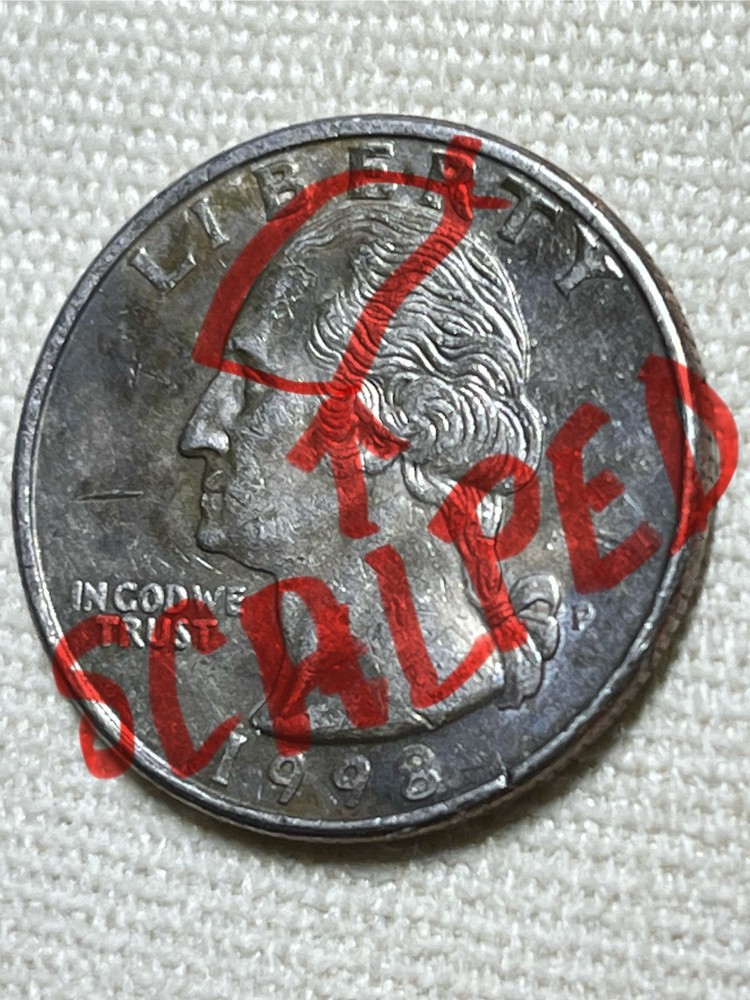 1998 P Quarter❌ RARE VINE DOUBLING ❌HEAD ERROR- STRIKE, ANNEALING ERRORS