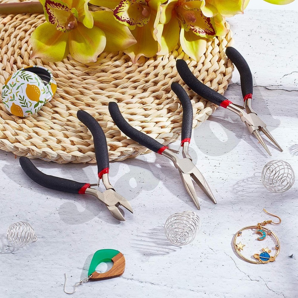 Jewellery Making Pliers Tools Flat Round Side Cutter Combo Tool Kit for Crafts