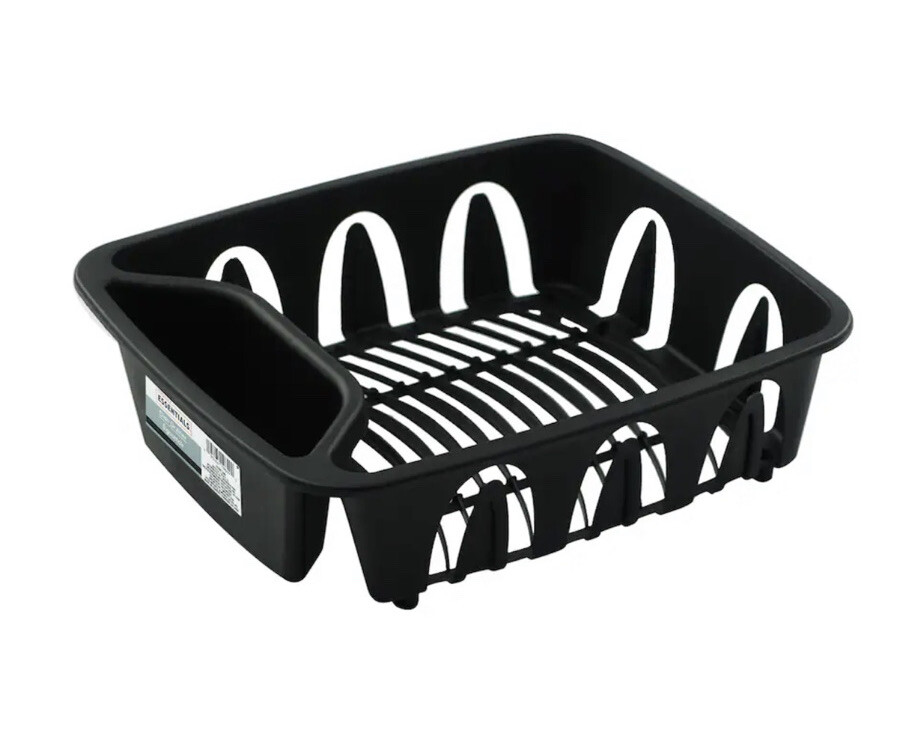 Essentials Black Plastic Dish Drainer - 11.25'' x 13.75'' x 4.25''-New-SHIP24HRS