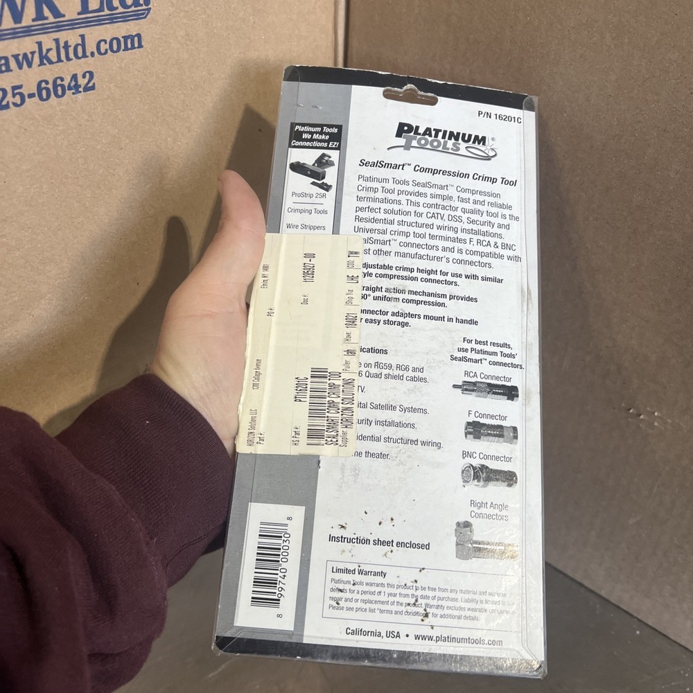 Platinum Tools 16201C SealSmart Compression Crimp Tool Clamshell