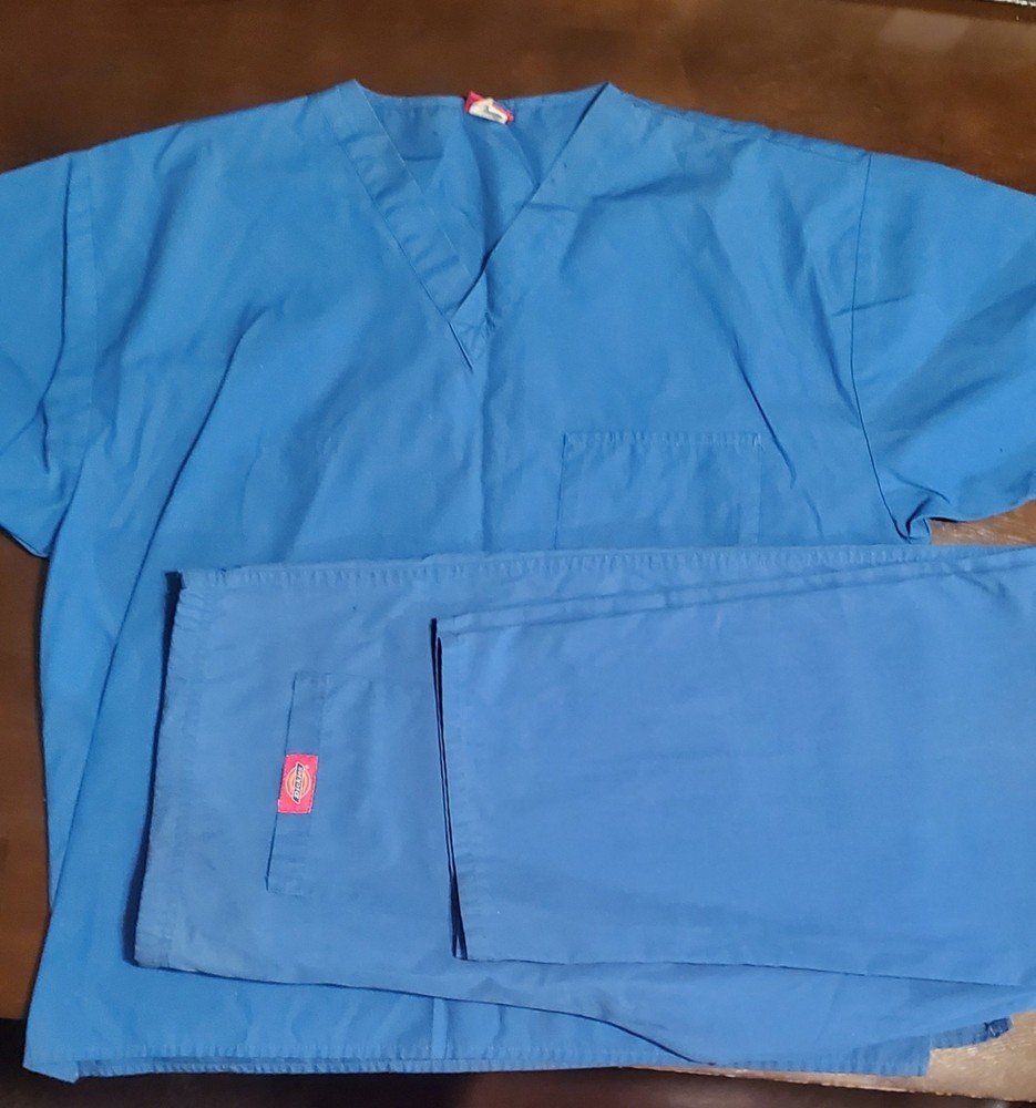 Dickies Womans Scrub Set Top / Pants Royal Blue Sz  Large