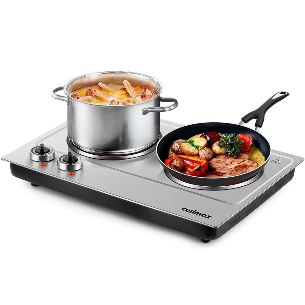 Hot Plate,Dual Burner, Ceramic Glass Stove,Adjustable Temperature Control,Sta...