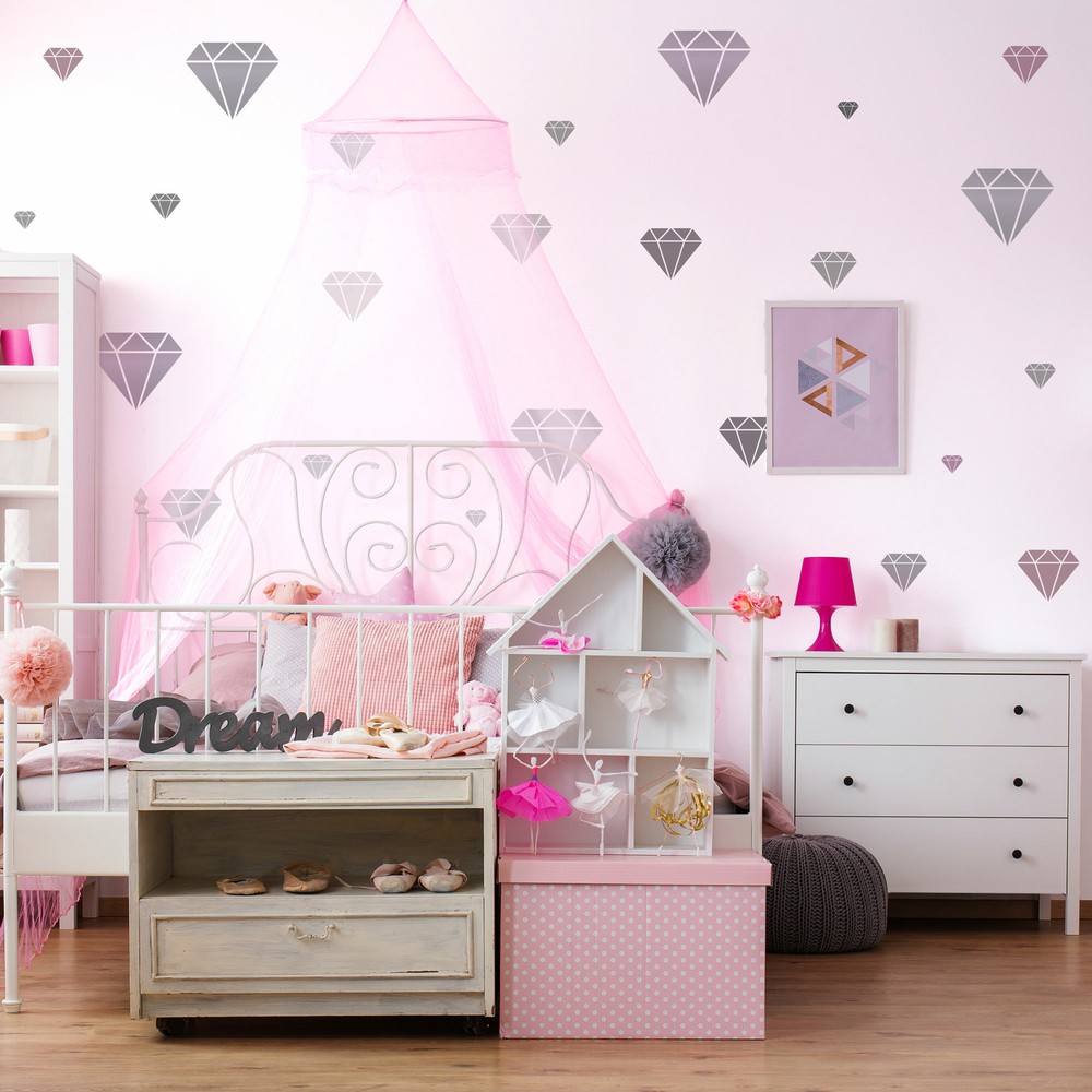5x reusable PLASTIC Stencils / 13.4" 3.5" / Nursery Template // DIAMONDS