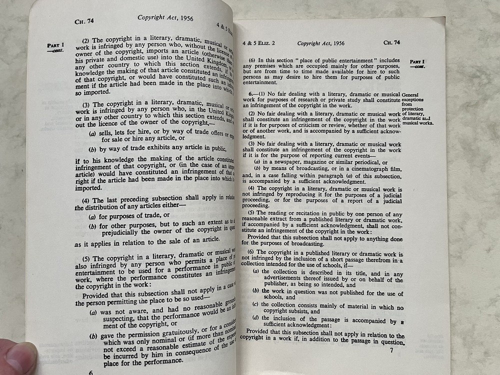 Copyright Act, 1956 4&5 Eliz. 2 Ch. 74
