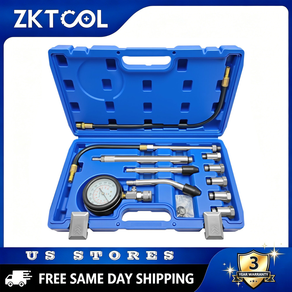 ZKTOOL 11PC Engine Cylinder Compression Tester with M10 M12 M14 M16 M18