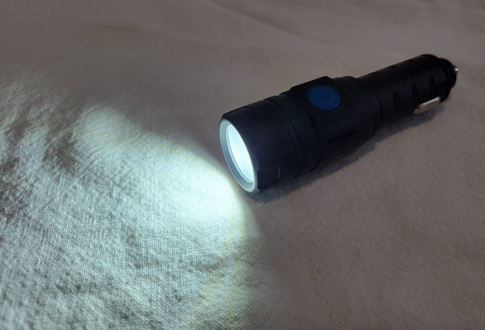 Flashlight Compact Mini LED Super Bright Car Cigarette Lighter Rechargeable 12V