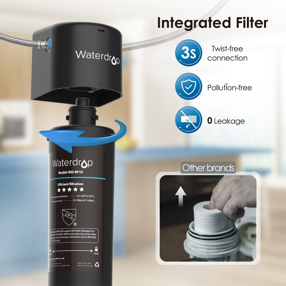 Waterdrop 10UA Under Sink Water Filter System,8K Gallons High Chlorine Reduction