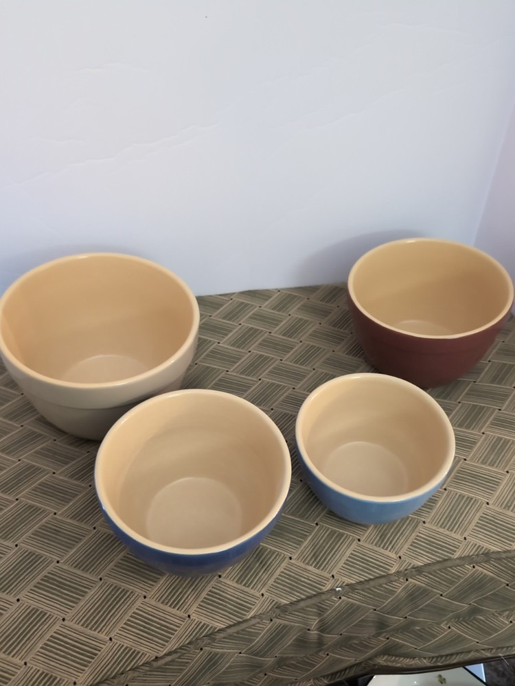 (4) Stackable Stoneware Mixing Bowls