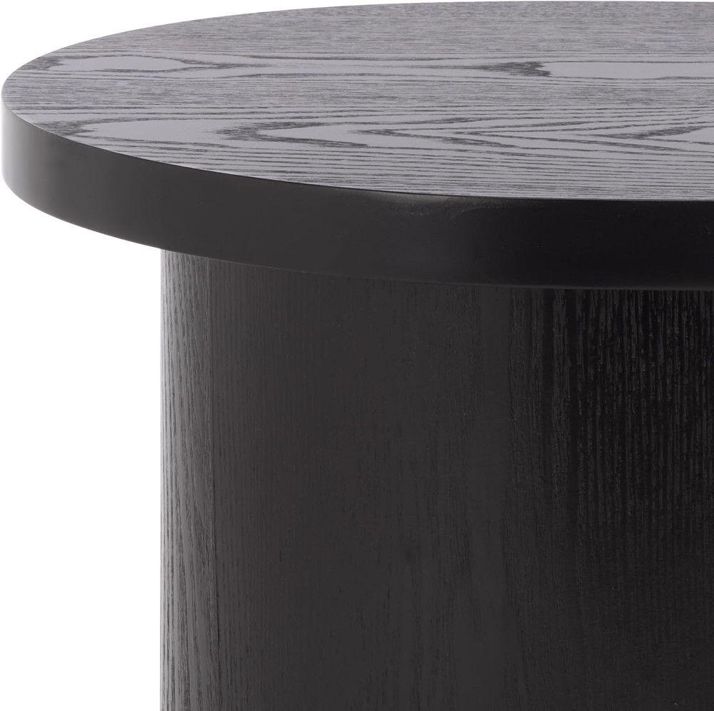 Modern Black Ekon Round Pedestal End Table - Fully Assembled by