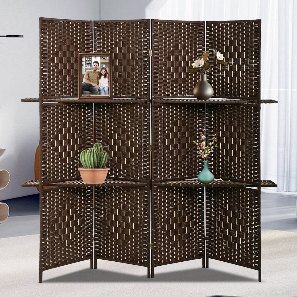 4 Panel Room Divider Wooden Screen Folding Privacy Portable Partition Screen