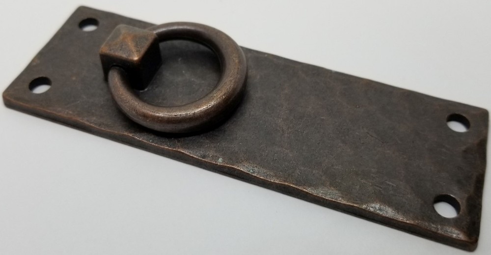 VERTICAL Hammered Forged Brass Mission DOOR PULL Antique Copper rustic patina