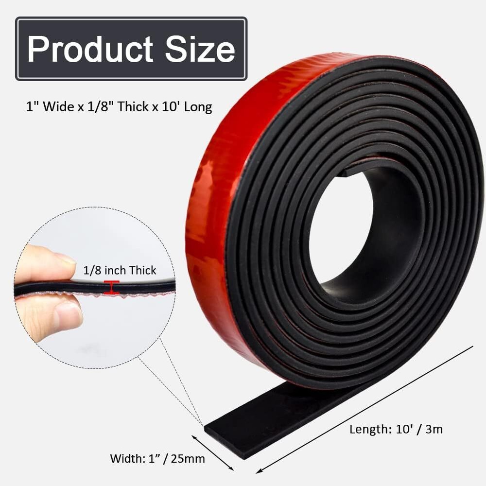 Adhesive Rubber Strips with Adhesive Backing Self Stick Neoprene Solid Rubber...
