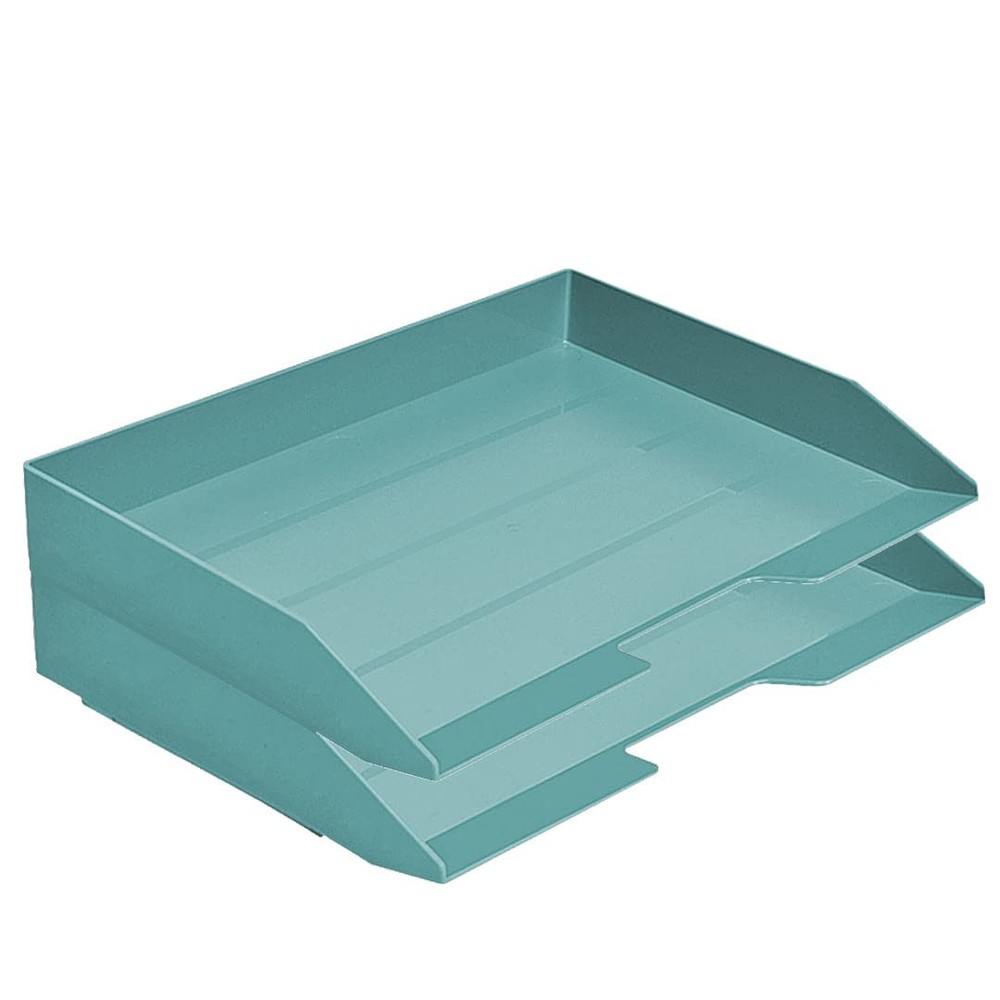 2 Tier Paper Organizer Letter Tray – Plastic Stackable Desk File Organizer, S...
