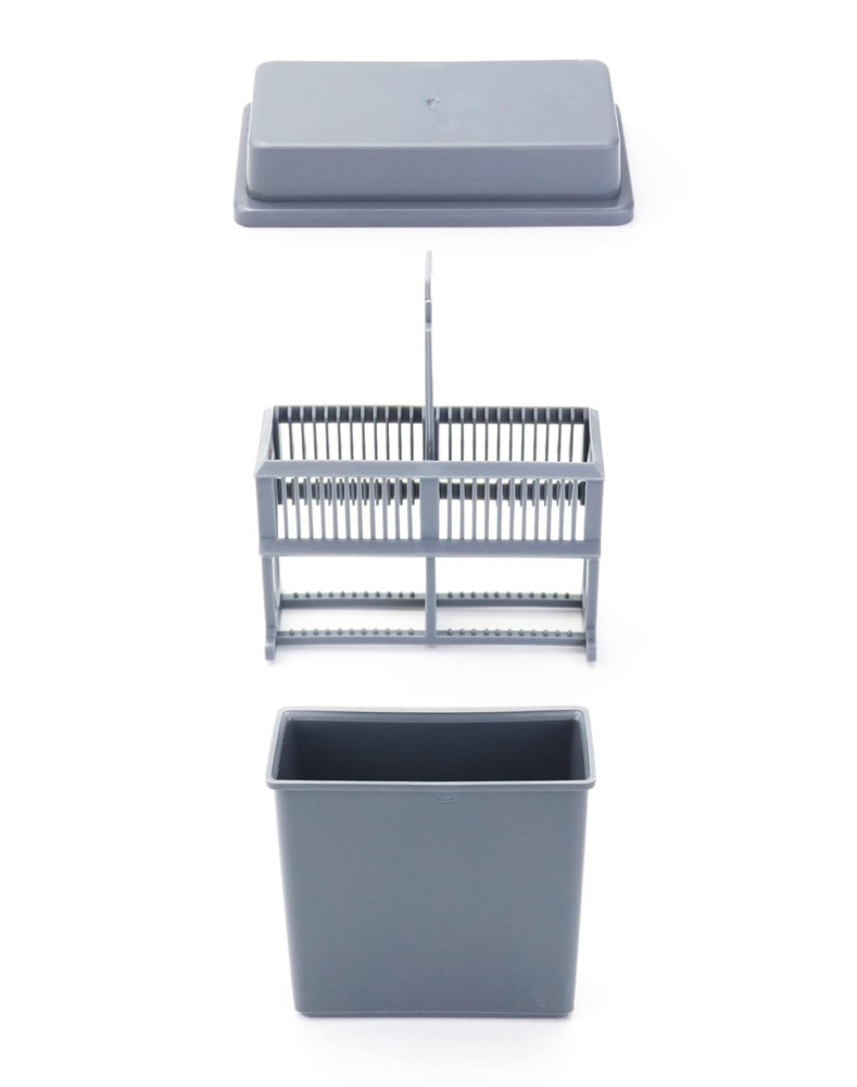 Microscope Slides Staining Jar and Rack 24 Slots 4 Pack Grey Plastic Lab Use Set