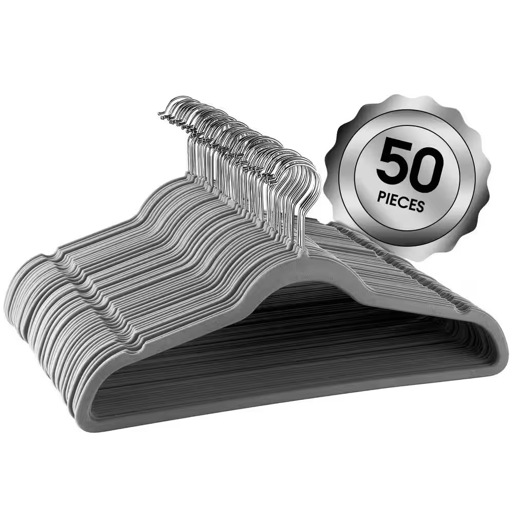 Gray Plastic Hangers 50-Pack