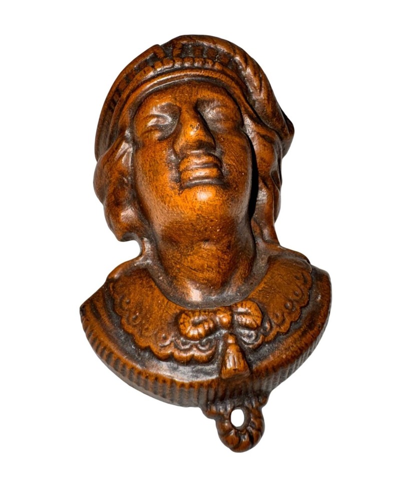 Small Cast Iron match stick holder fireplace Bust Rustic Christopher Columbus